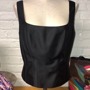 VINTAGE CARLISLE RAW 100% SILK BLACK CORSET EVENING TOP CAMISOLE SHIRT WOMENS 14
